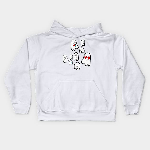 Spooky Ghost Emoji Kids Hoodie by Nicheek